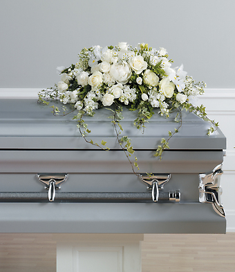 White Sympathy Casket Spray
