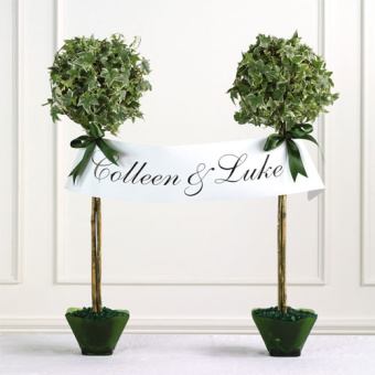 Topiaries with Name Banner