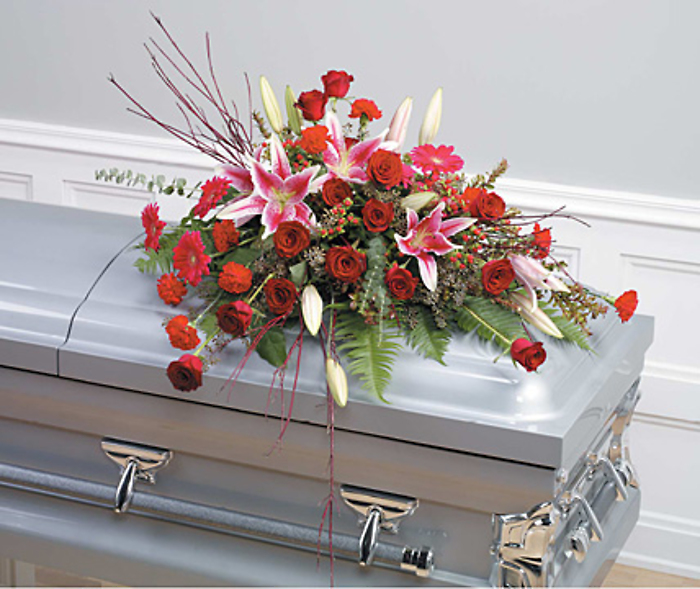 Stargazer & Rose Casket spray